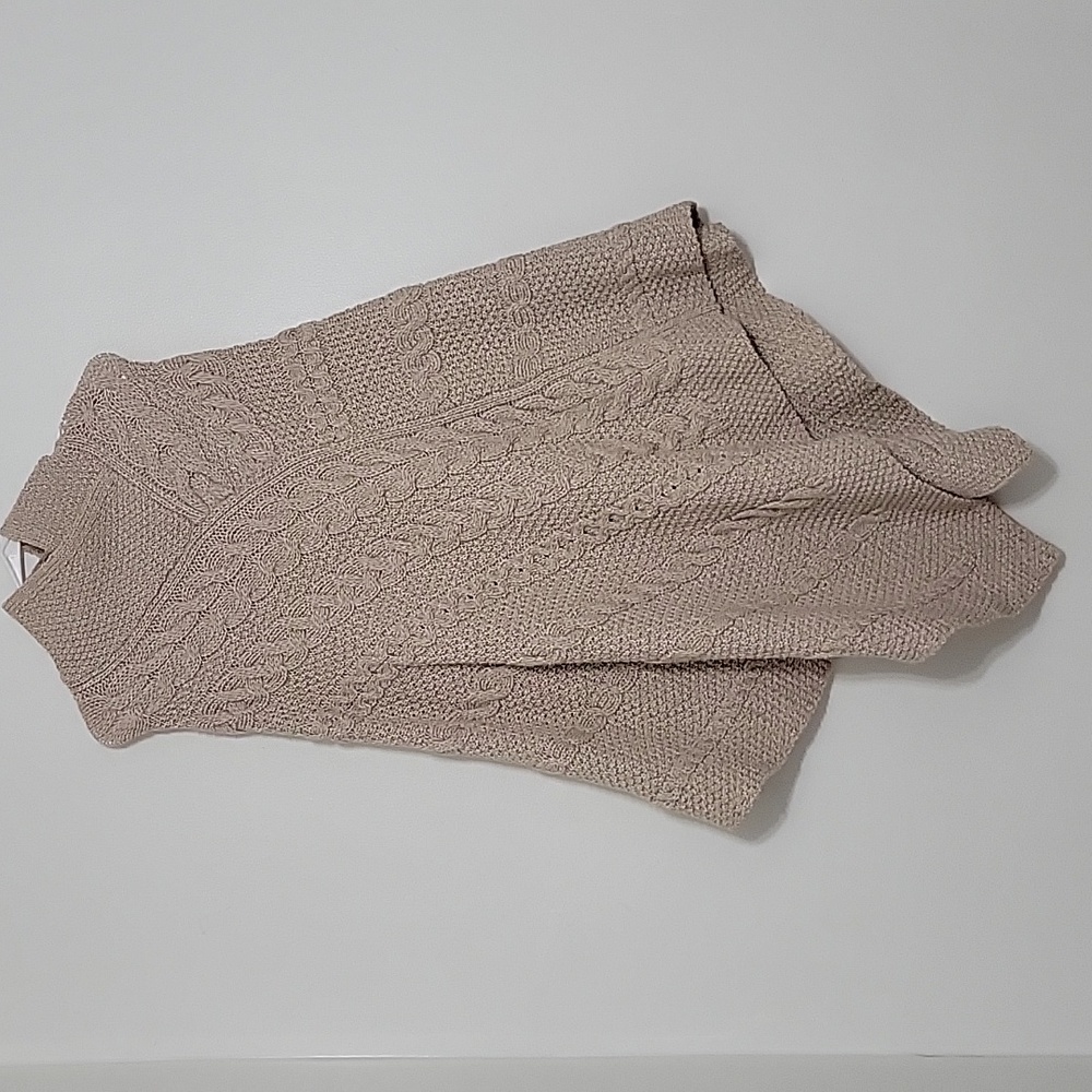 Inis Craft Merino Wool Cozy Cable Knit Sweater Poncho